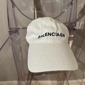 Balenciaga White Dad Hat with black logo